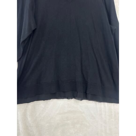 NWT Lane Bryant Black Knit Sweater Top 26/28 3X Mesh Trim - Picture 2 of 8
